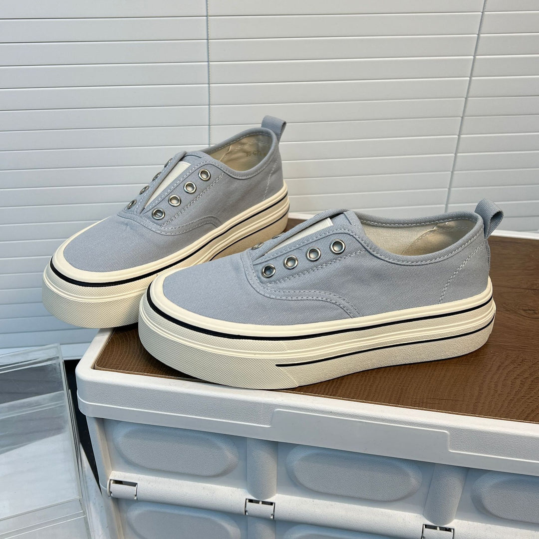 Damen bequeme Canvas Sneaker mit trendigem Plateau EB