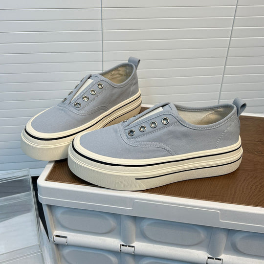 Damen bequeme Canvas Sneaker mit trendigem Plateau EB