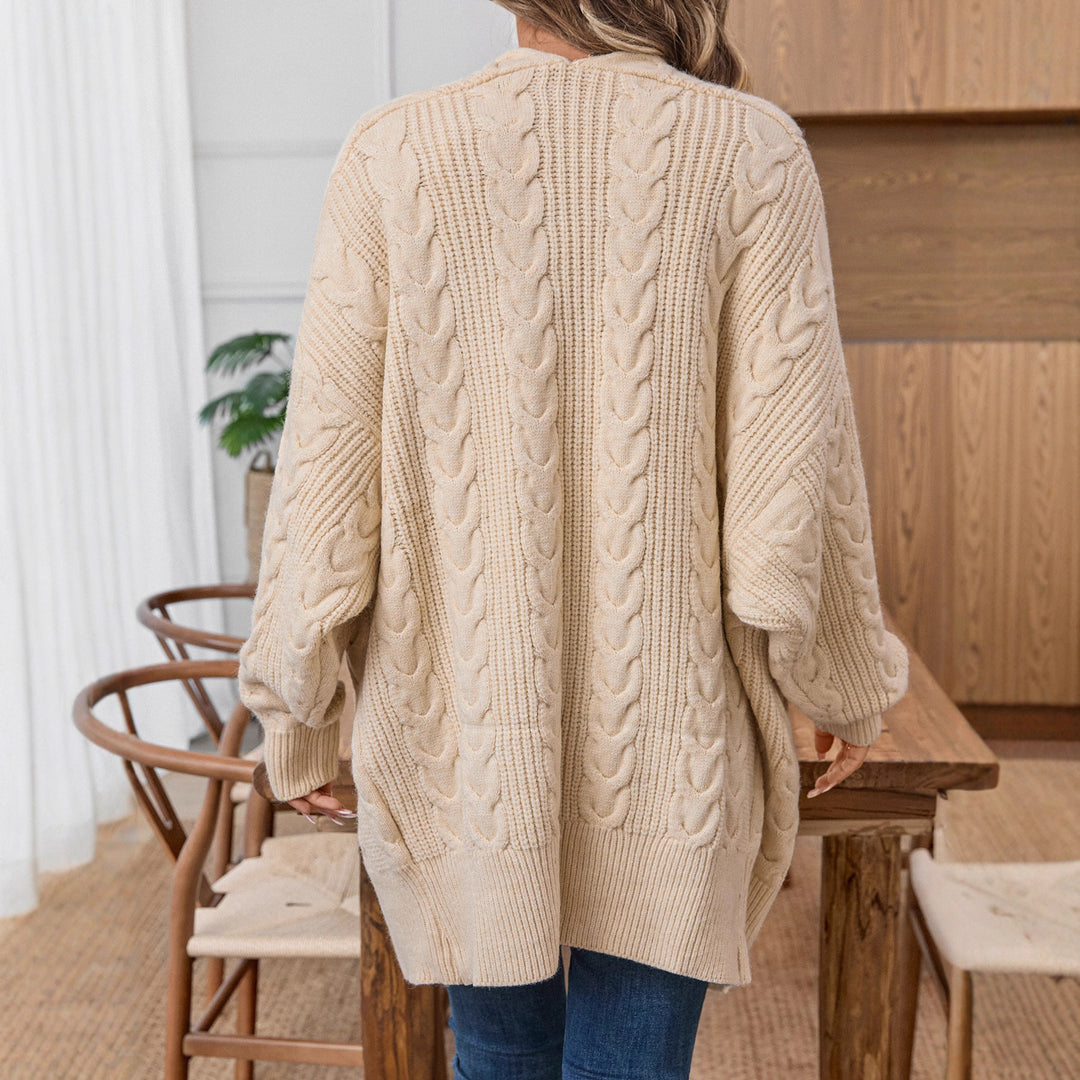 Damen Strickjacke mit kreativem Zopfmuster und lockerer Passform EB