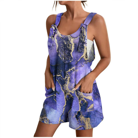 Damen lässiger Overall mit floralem Design und praktischen Taschen EB