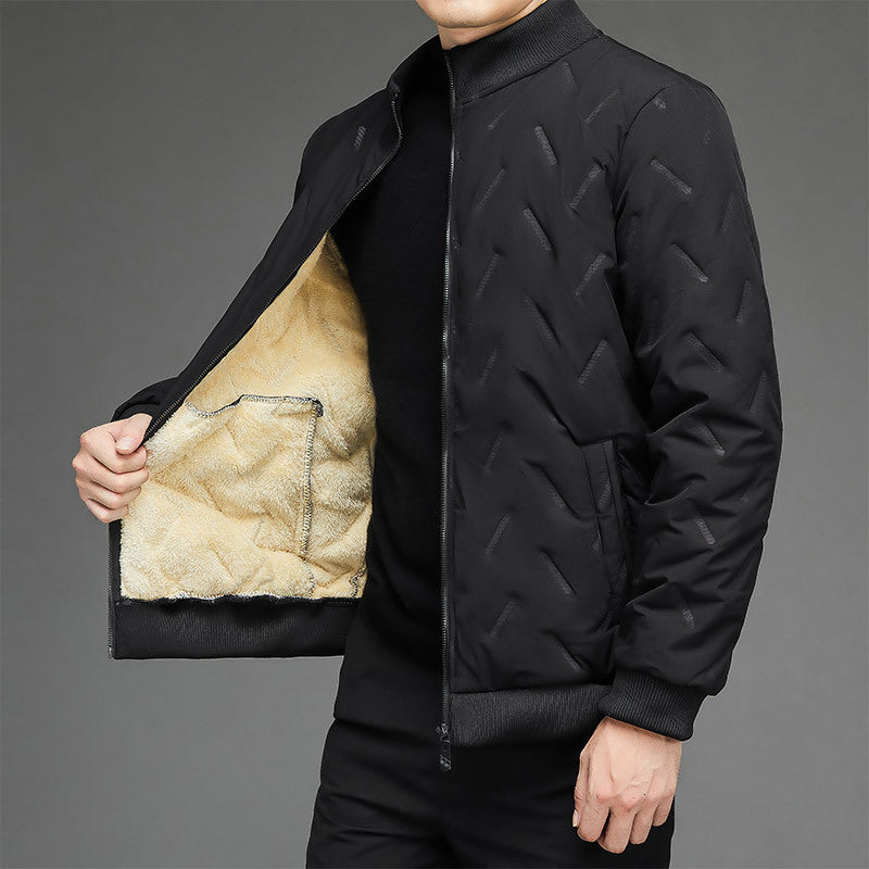 Herren leichte gesteppte City-Insulationsjacke mit diagonalstruktur, Stehkragen und Zwei-Wege-Reißverschluss EB