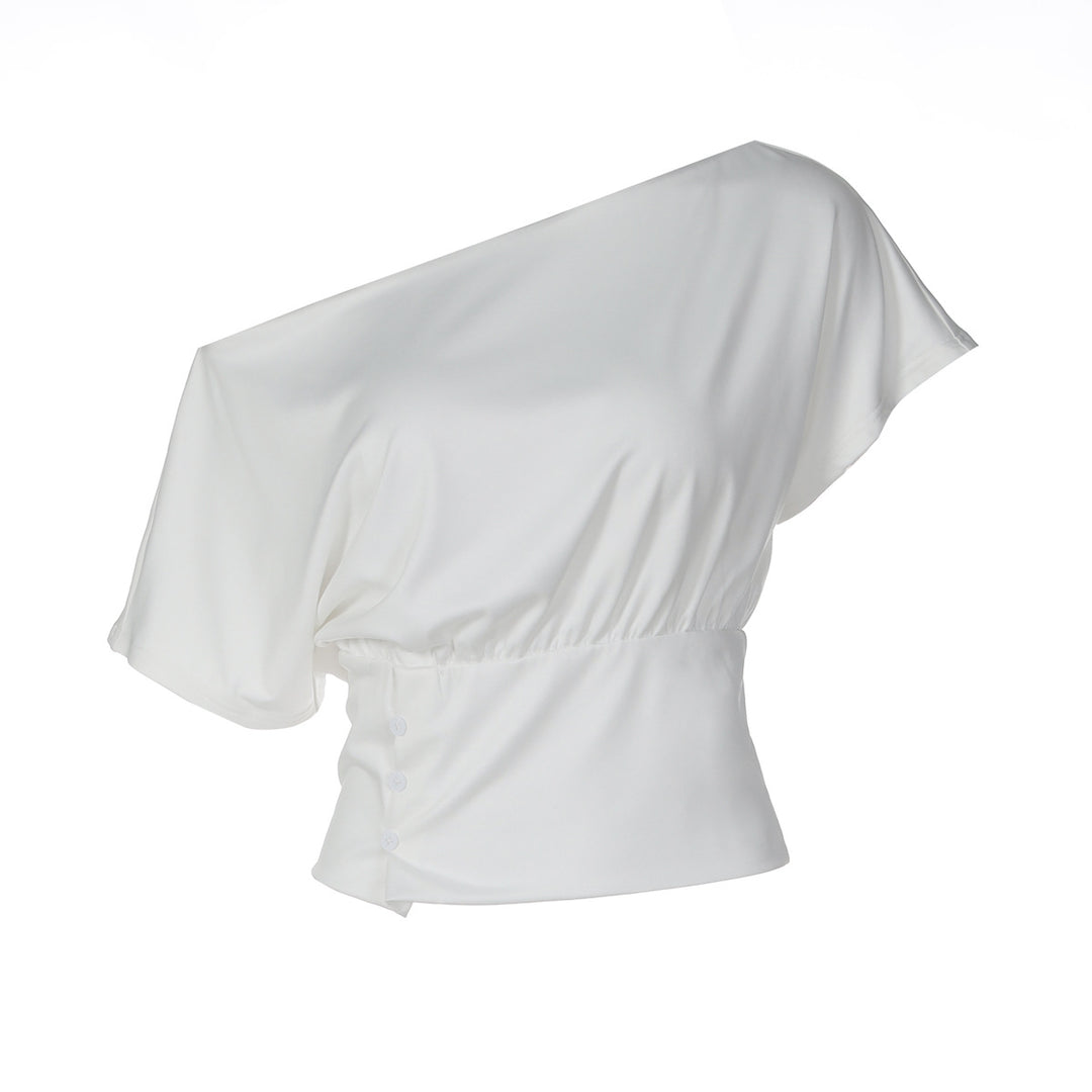 Damen Asymmetrisches Blusenshirt mit raffinierten Drapierungen EB