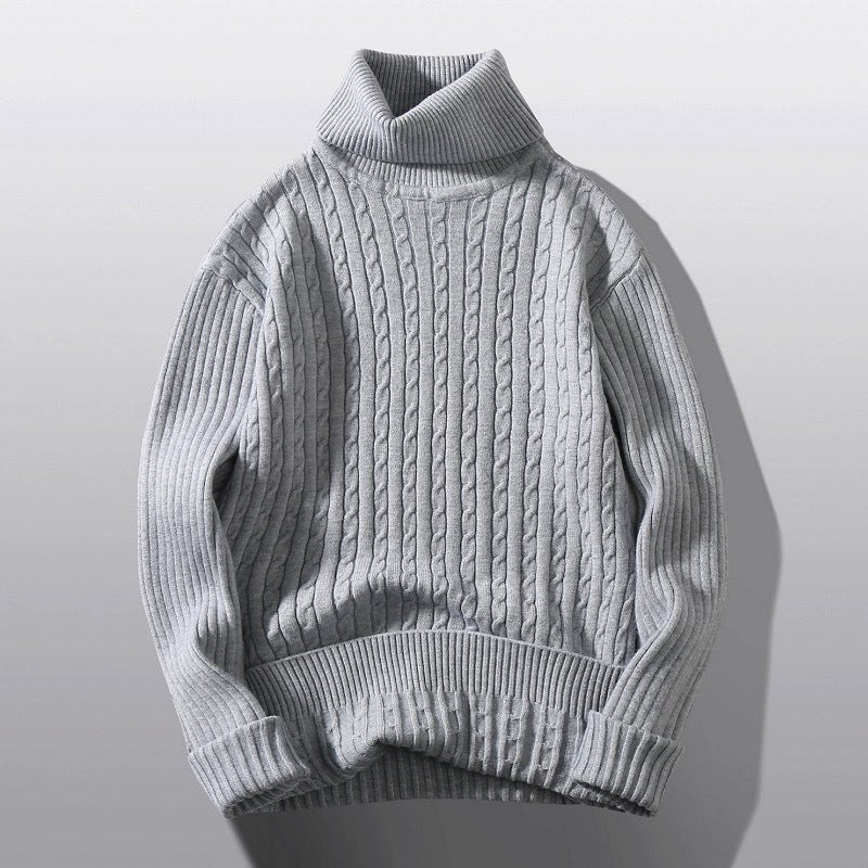 Damen Strickpullover mit hohem Kragen und Rippenmuster EB