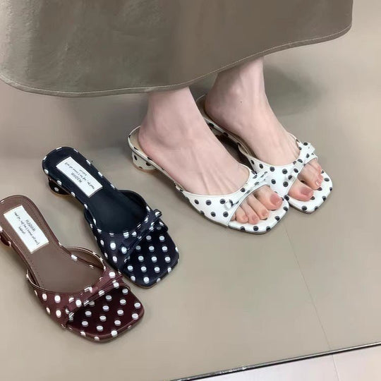 Damen modische Pantoletten mit kreativem Punktedesign und komfortablem Riemchen EB