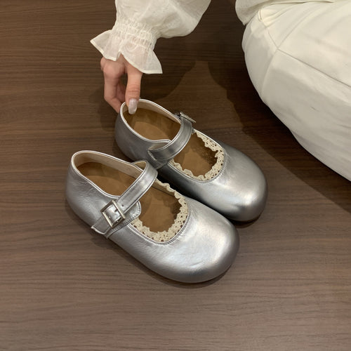 Damen Mary Jane Schuhe mit dekorativer Schnalle und eleganter Spitze EB