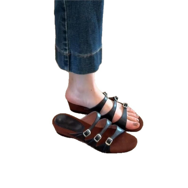 Damen Elegante Riemchen-Sandalen mit dekorativen Schnallen EB