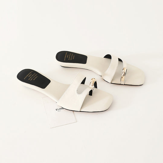 Damen modische Slides mit exklusivem Kettendetail EB
