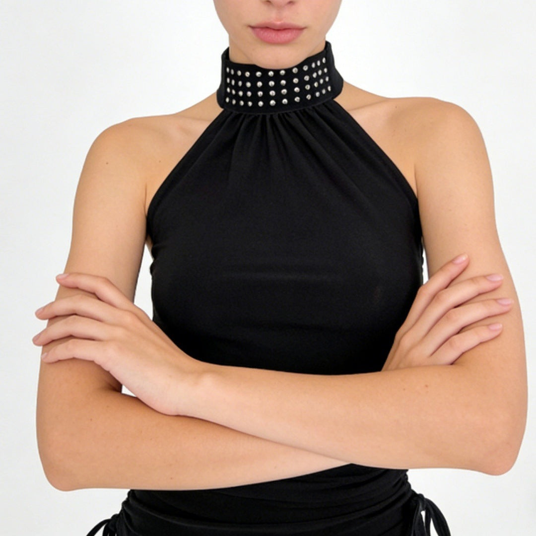 Damen Hochgeschlossenes Top mit Rüschendetails EB