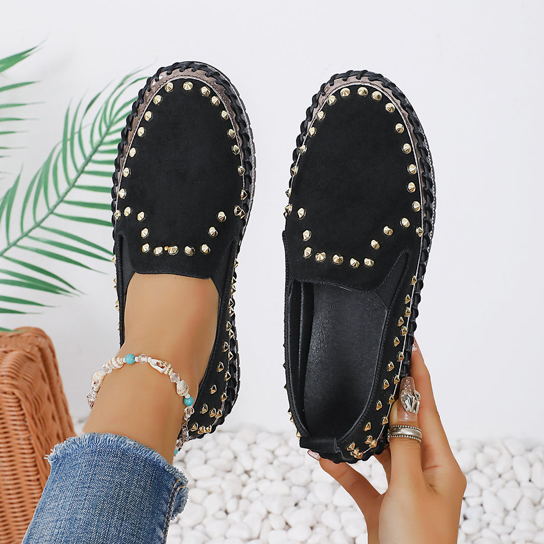 Damen Glamouröse Slip-On Sneakers mit funkelndem Glitzer und Nieten EB