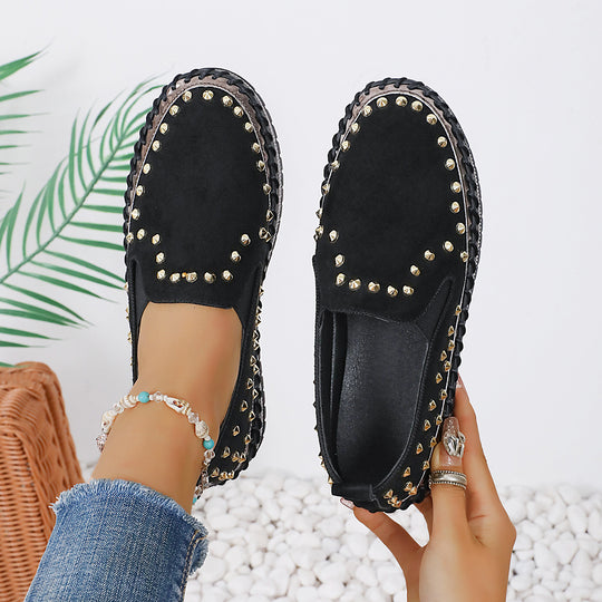 Damen Glamouröse Slip-On Sneakers mit funkelndem Glitzer und Nieten EB