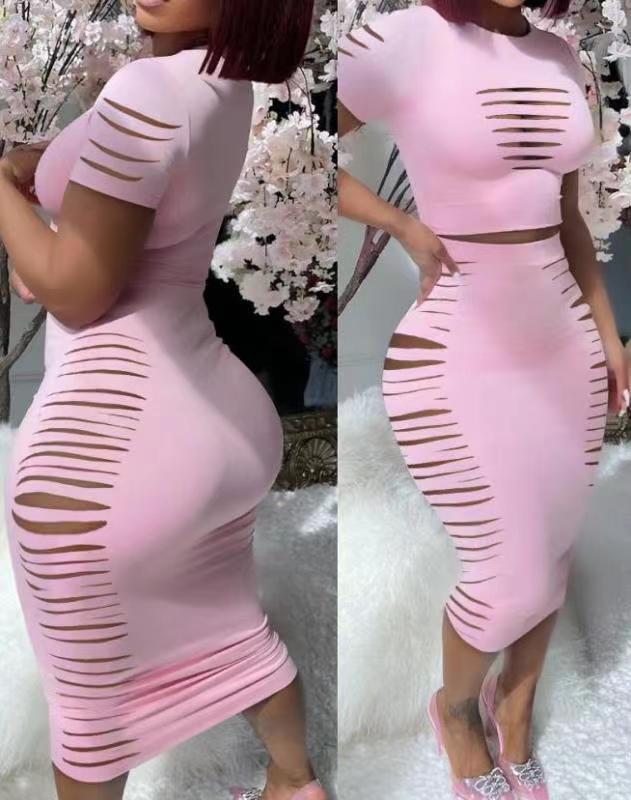 Damen figurbetontes Kleid mit Cut-Outs und modernen Rippdetails EB