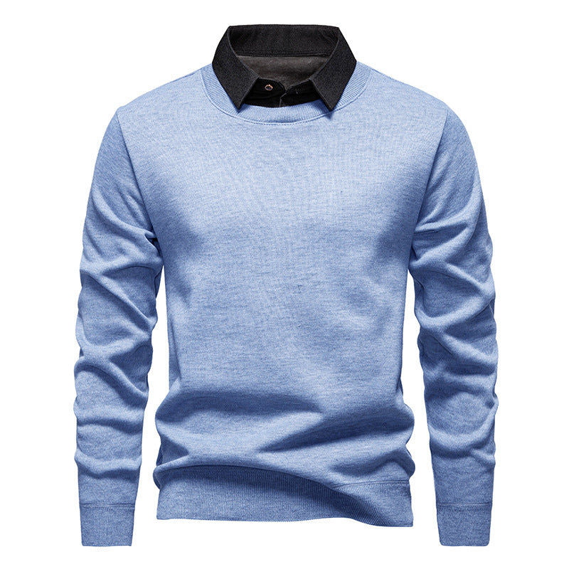 Herren nan Feinstrickpullover mit integriertem Hemdkragen und schmaler Silhouette EB