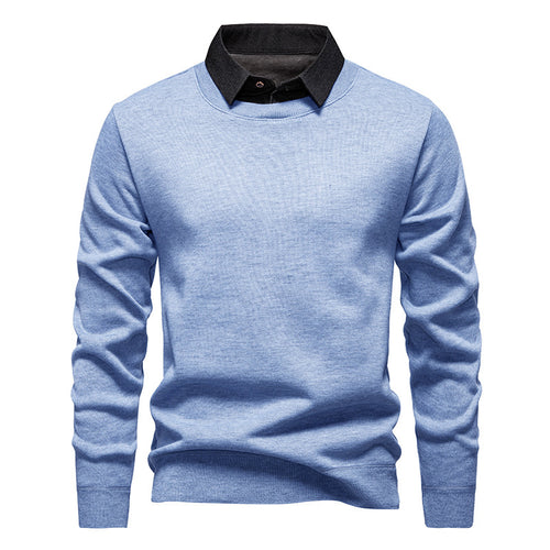Herren nan Feinstrickpullover mit integriertem Hemdkragen und schmaler Silhouette EB