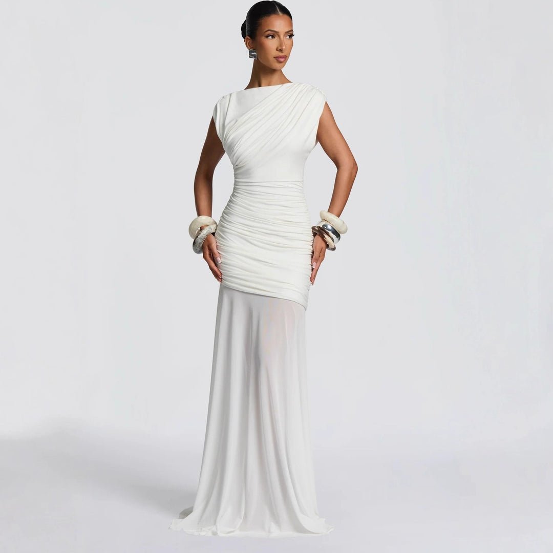Damen Elegantes und figurbetontes Maxikleid mit Drapierungen EB