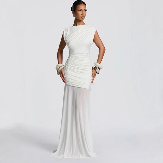 Damen Elegantes und figurbetontes Maxikleid mit Drapierungen EB