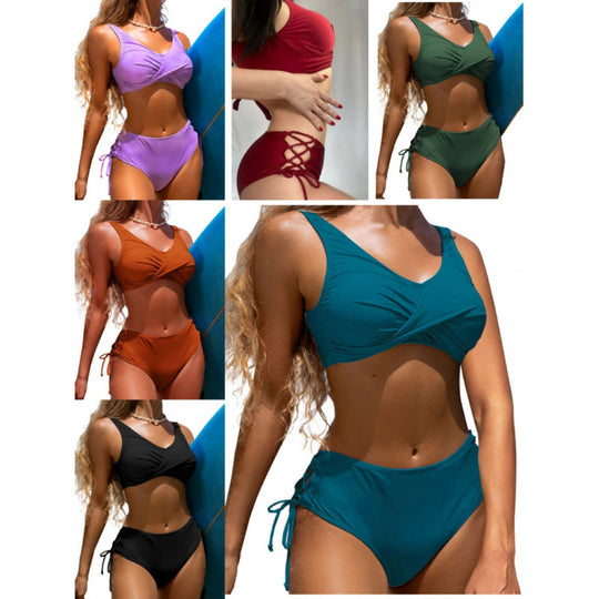 Damen Hochgeschnittener Bikini mit raffiniertem Wickeldetail EB