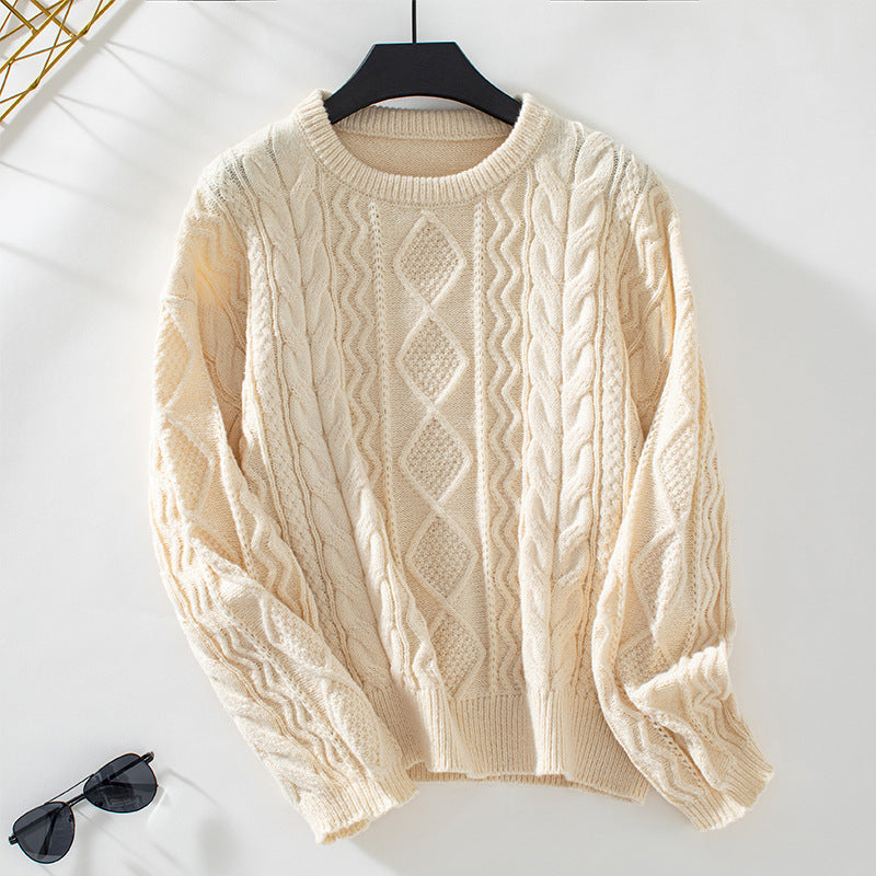 Damen Grobstrickpullover mit strukturiertem Zopfmuster EB