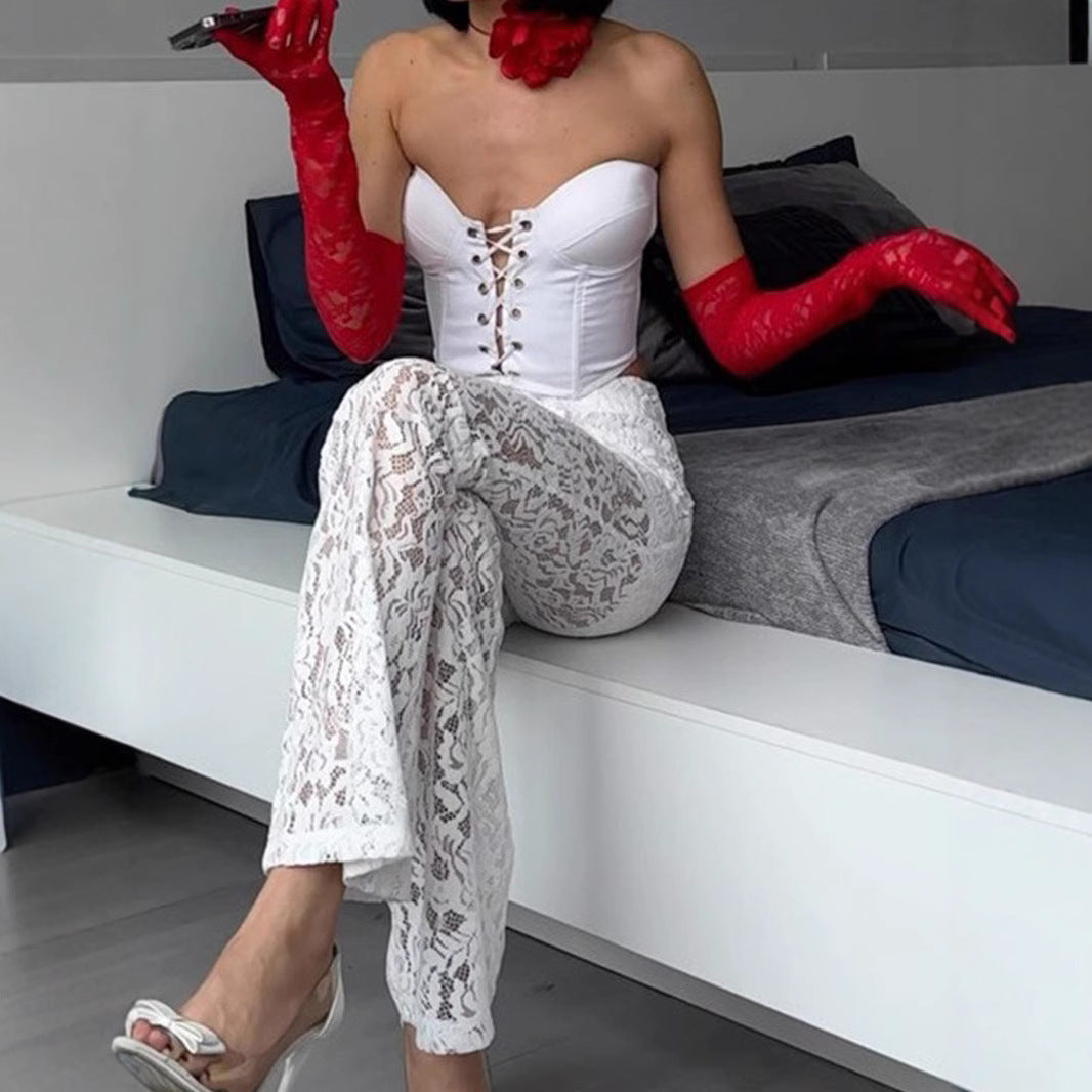 Damen Spitzenhose mit eleganter Schlagform EB