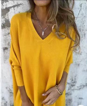 Damen V-Ausschnitt Oversized Pullover EB