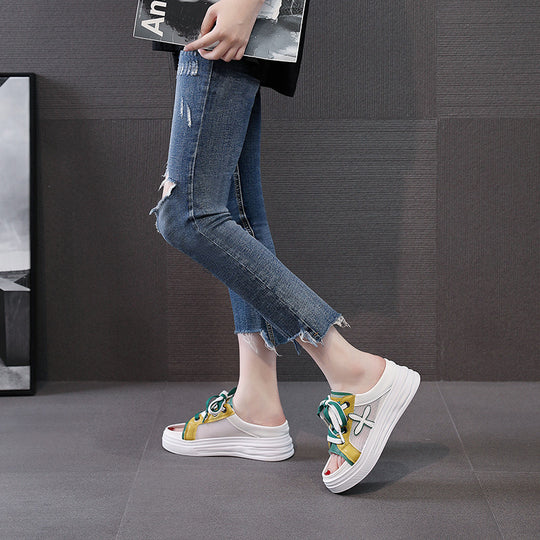 Damen Sommer Sneaker mit offenen Zehen und bequemer Sohle EB