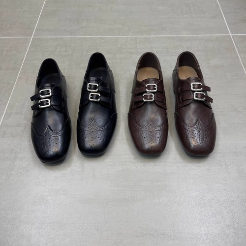 Damen Elegante Lacklederschuhe mit doppelter Schnallenverzierung EB