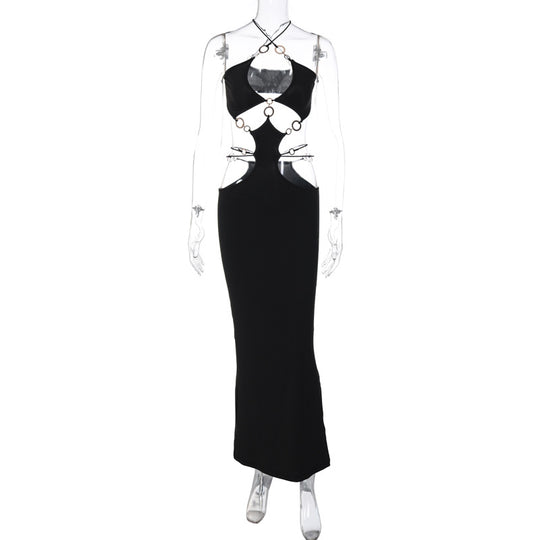 Damen Elegantes Maxikleid mit ausgefallenem Cut-Out-Design EB