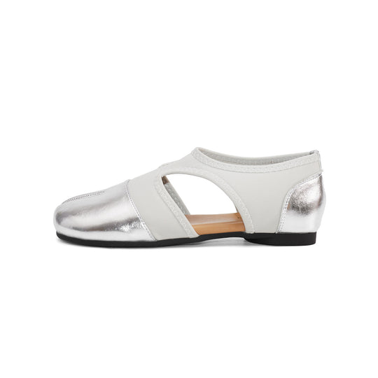 Damen elegante Slipper mit modischen Cut-Outs und funkelndem Metalleffekt EB