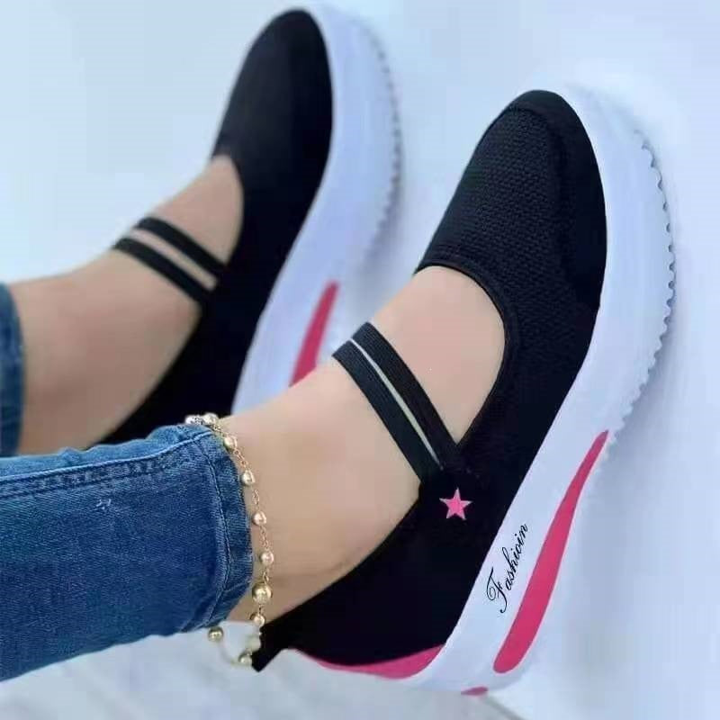 Damen Komfortable Slip-On Sneakers mit elastischem Riemen EB