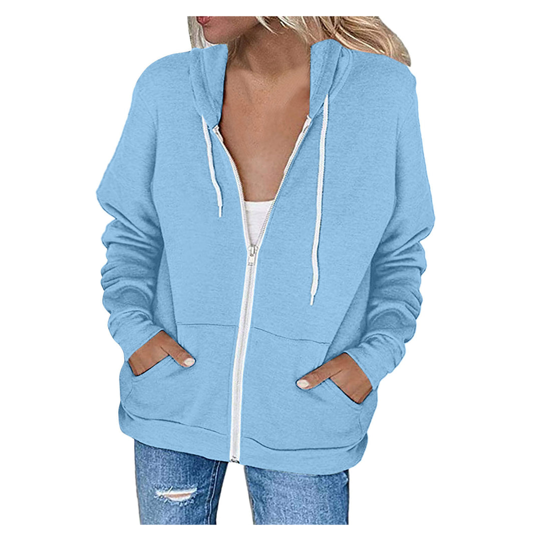 Damen lässige Kapuzenjacke mit durchgehendem Reißverschluss und praktischen Taschen EB
