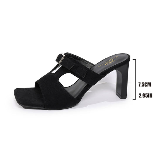 Damen Slingback-Pantoletten mit elegantem Riemendesign und modischem Absatz EB