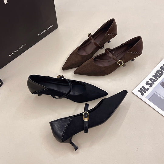 Damen elegante Mary Jane Pumps mit modischer Schnalle EB