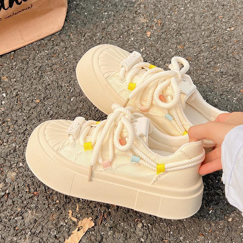 Damen Bequeme Sneakers mit elastischen Schnürsenkeln und atmungsaktiver Sohle EB