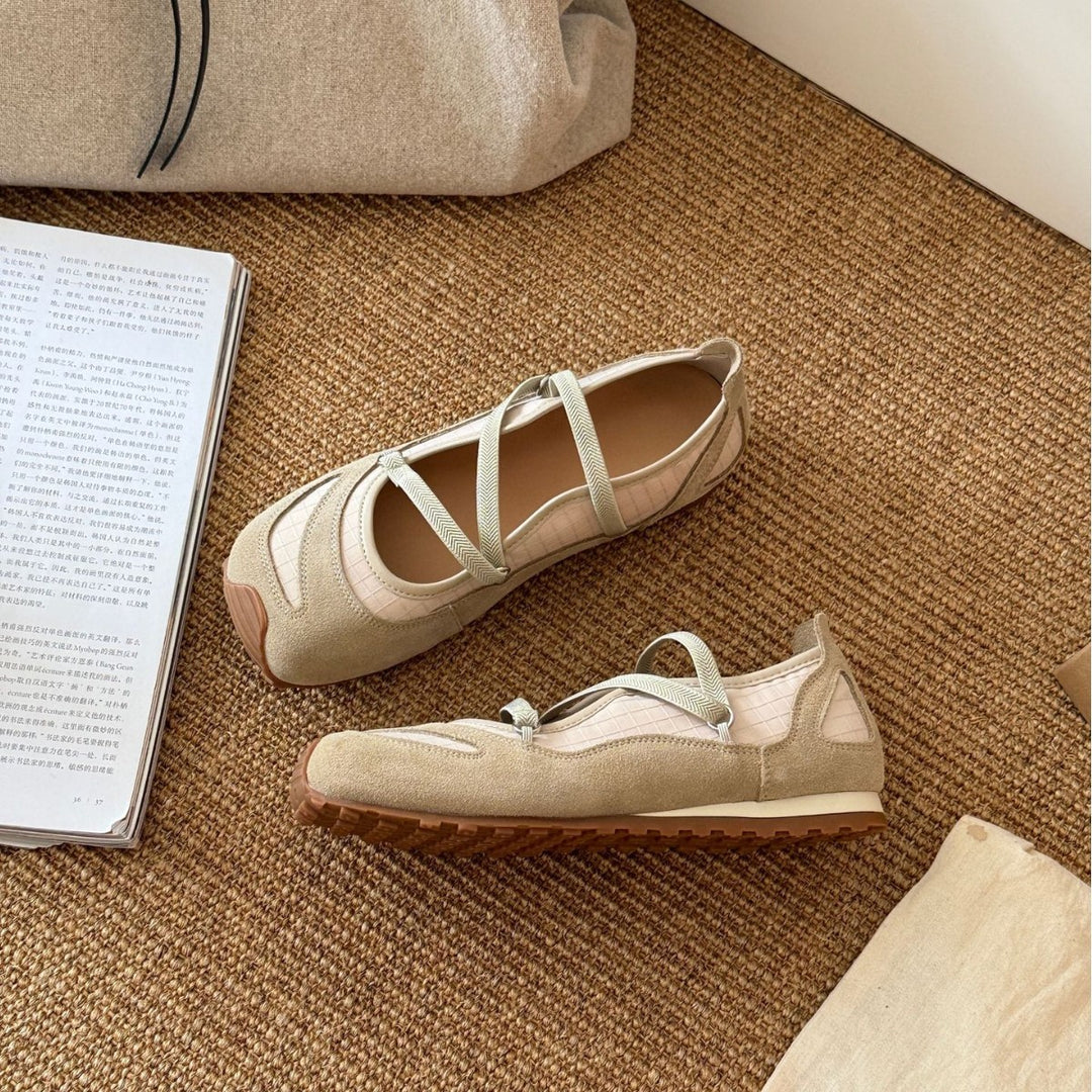 Damen Komfortable Ballerinas mit elastischem Riemchen und gepolsterter Innensohle EB