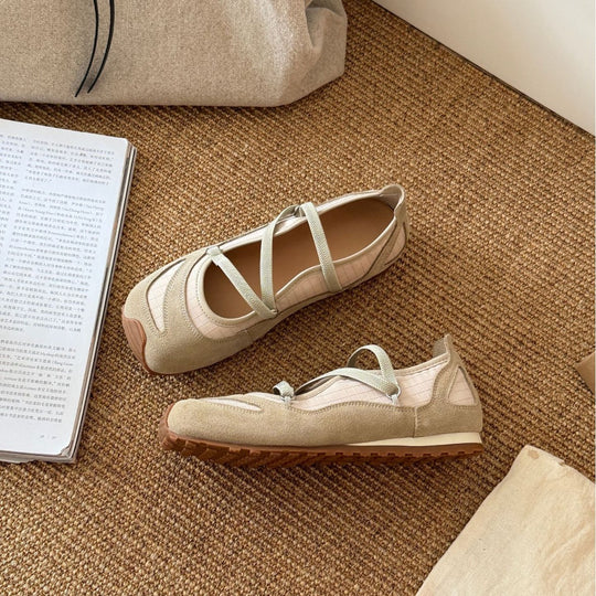 Damen Komfortable Ballerinas mit elastischem Riemchen und gepolsterter Innensohle EB