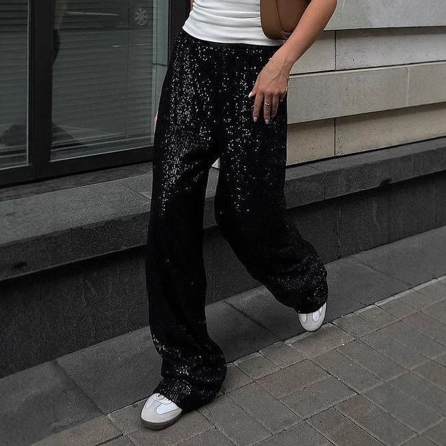 Damen Glitzernde Palazzo-Hose EB