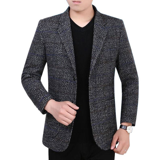 Herren Tweed-Sakko mit Glencheck-Muster und schmaler Passform EB