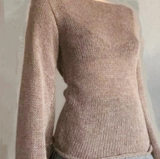 Damen Eleganter Feinstrickpullover mit lässigem Schnitt und Rundhalsausschnitt EB