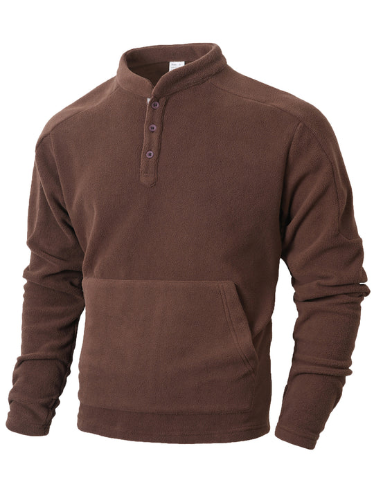 Herren Kuscheliger Fleece-Pullover mit Knopfleiste EB