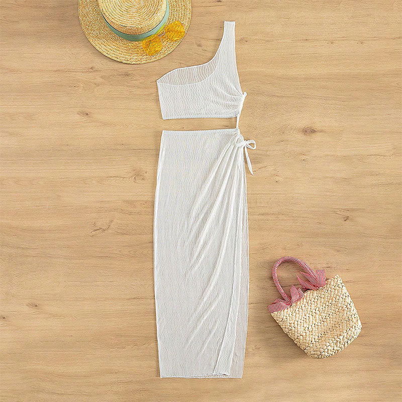 Damen elegantes Strandkleid mit hohem Seitenschlitz EB