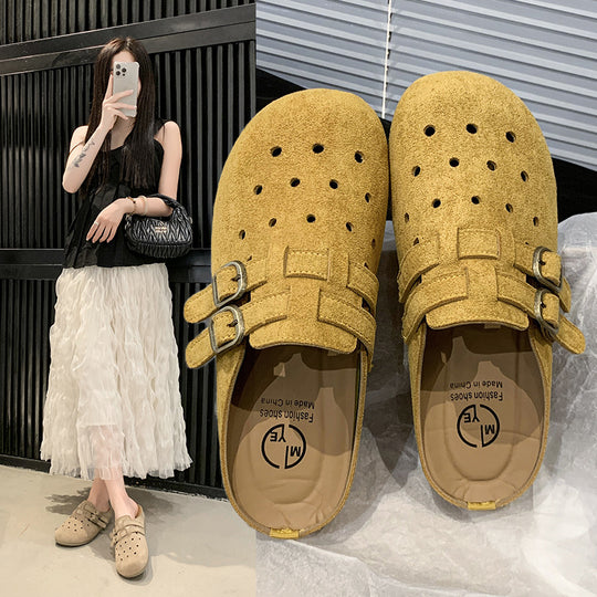 Damen bequeme Clogs mit doppeltem Schnallenverschluss EB