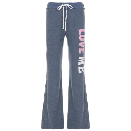 Damen Flared Jogginghose mit farblich abgesetztem Bund und modischem Schriftzug EB