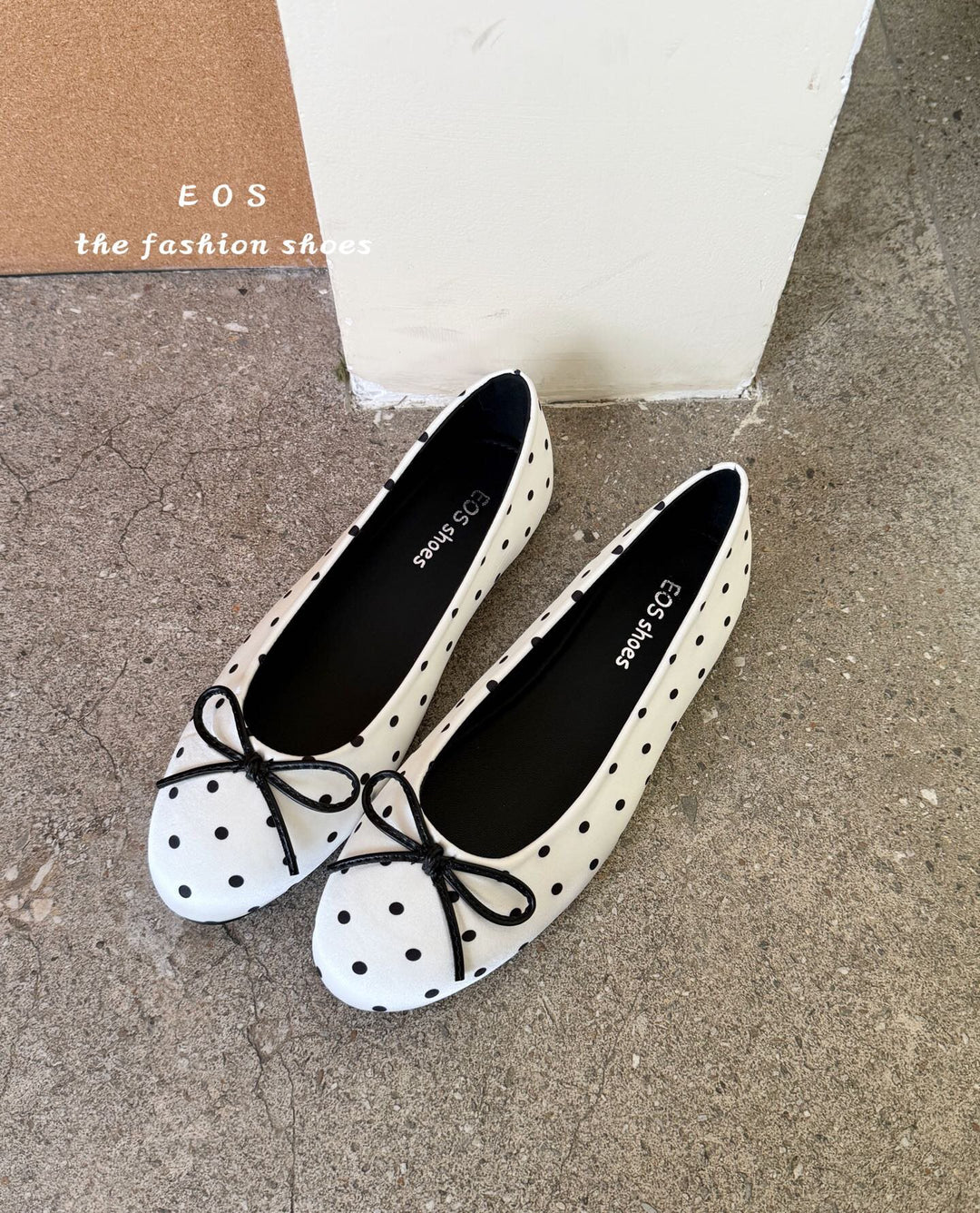 Damen Ballerinas mit modischem Punkte-Design und dekorativem Schleifenakzent EB