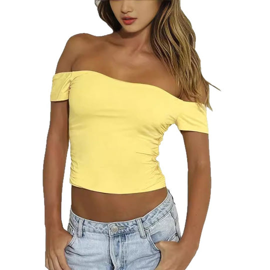 Damen Off-Shoulder Cropped Top mit Rüschendetails EB