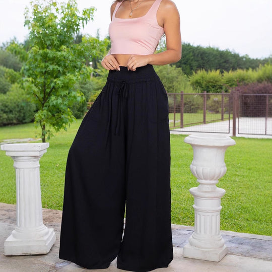 Damen Weite Freizeithose mit regulierbarem Bund und praktischen Taschen EB