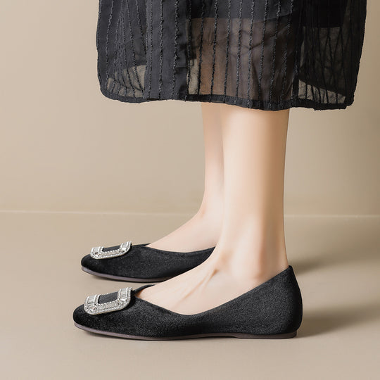 Damen elegante Ballerinas mit luxuriöser Schnallenapplikation EB
