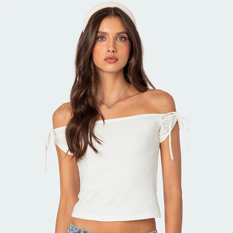 Damen Trägertop mit Off-Shoulder-Design und Bindegurten EB