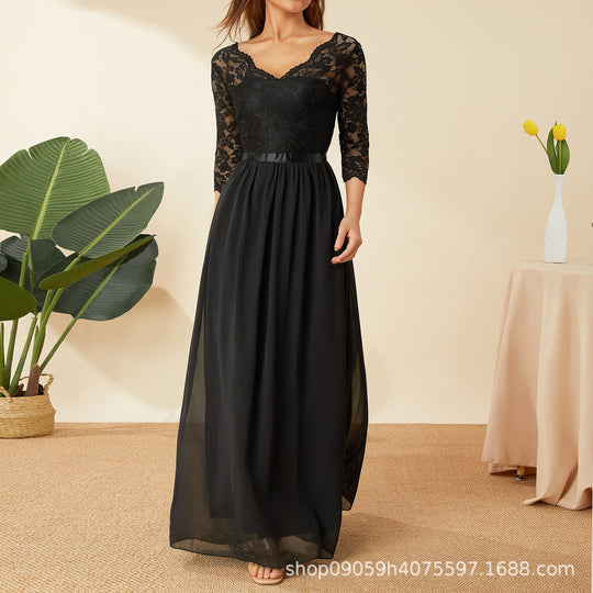 Damen elegantes Spitzenkleid EB