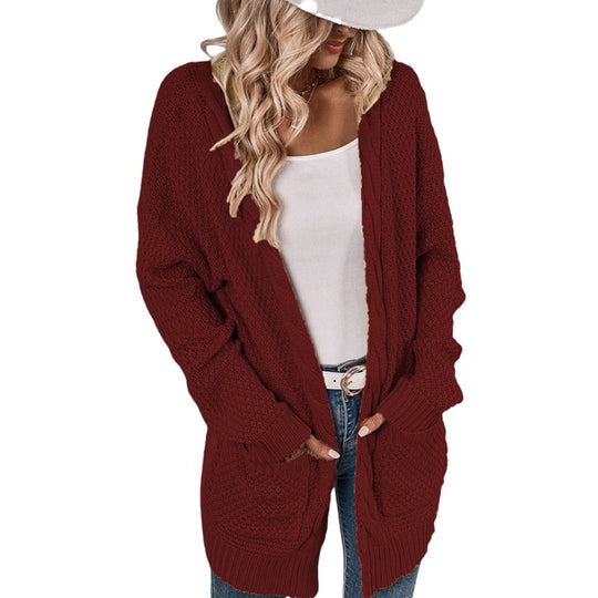 Damen Großer Strickcardigan mit aufwendigem Maschenmuster und praktischen Taschen EB