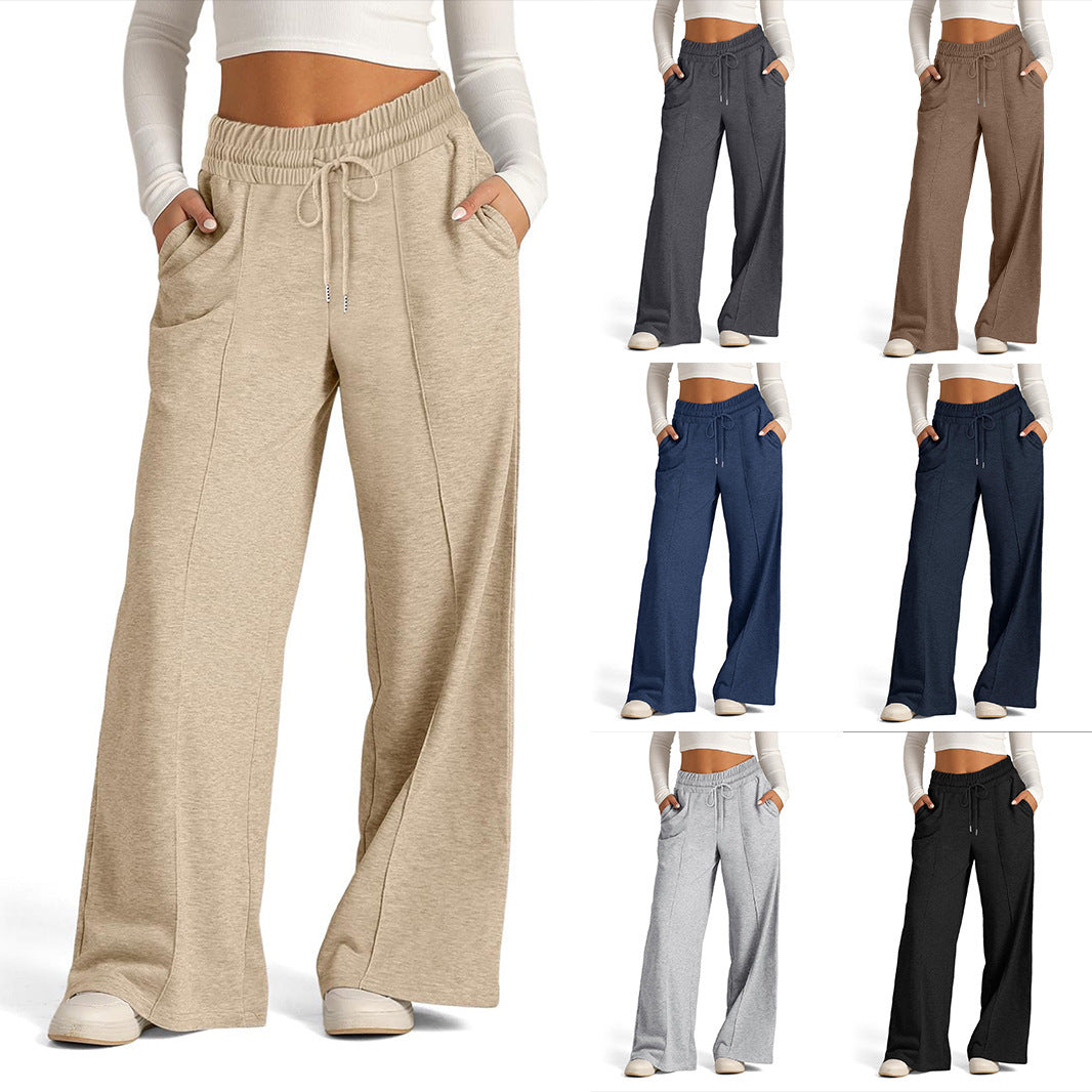 Damen weite Freizeithose mit elastischem Bund und praktischen Taschen EB