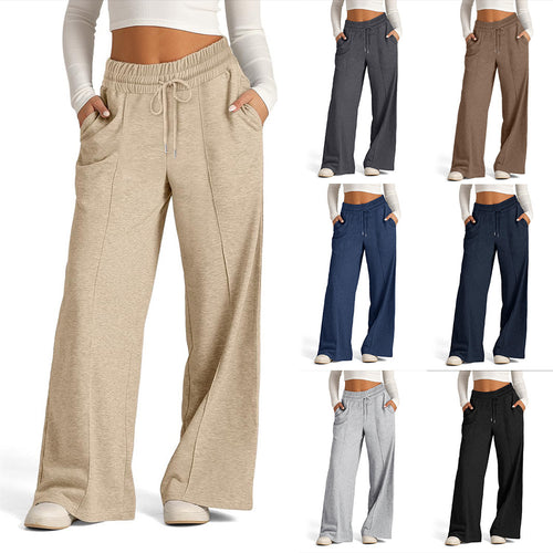 Damen weite Freizeithose mit elastischem Bund und praktischen Taschen EB